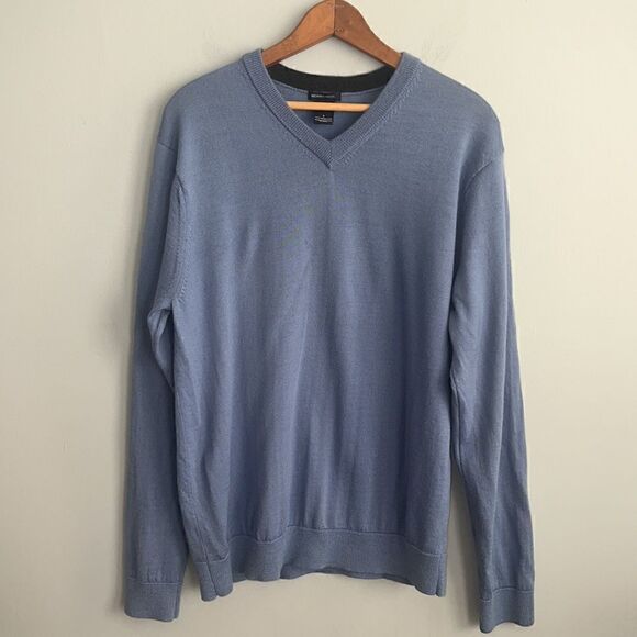 Gap Men’s L Merino wool blue V neck sweater - Picture 10 of 10